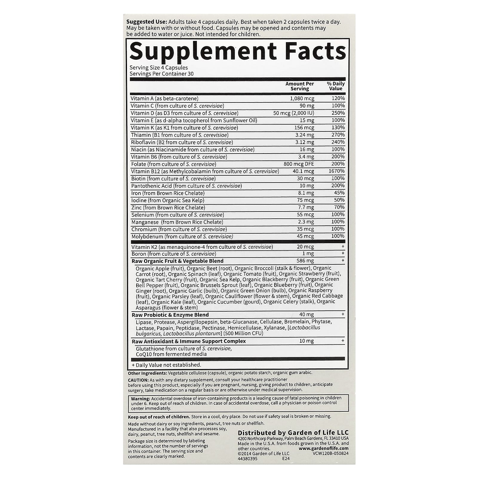 Women's Whole Food Multivitamin by Garden of Life - 120 Capsules - Image 2
