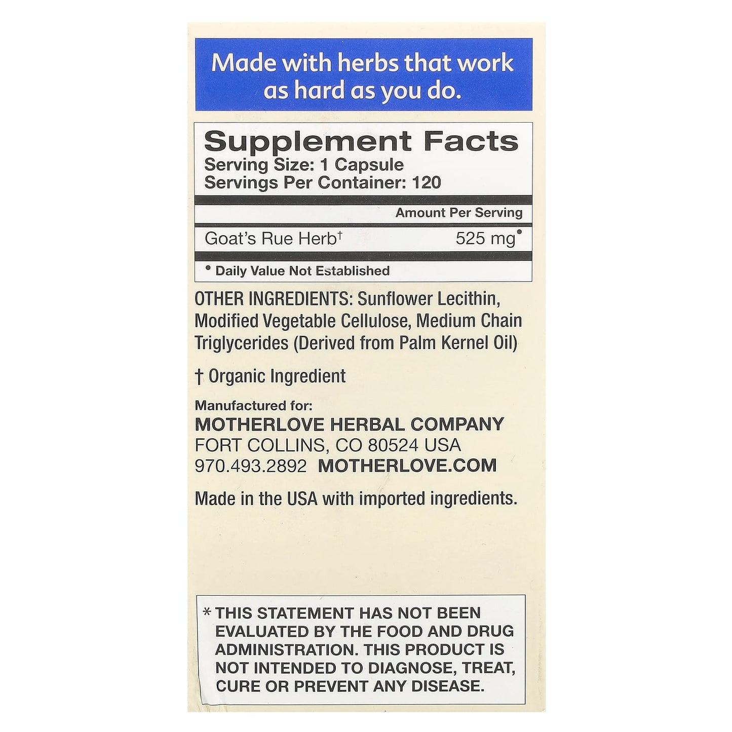 Motherlove, Breastfeeding, Goat's Rue, 120 Liquid Capsules (525 mg per Capsule) - Image 2