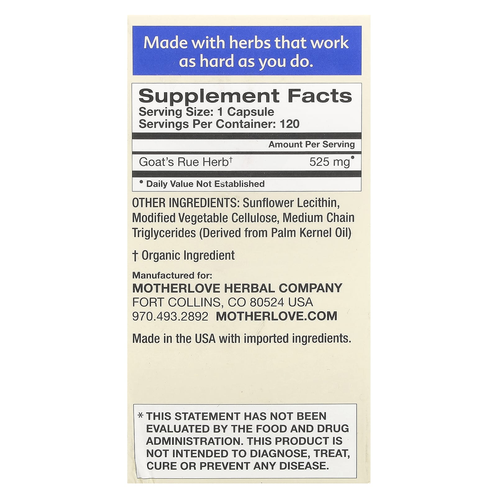 Motherlove, Breastfeeding, Goat's Rue, 120 Liquid Capsules (525 mg per Capsule) - Image 2