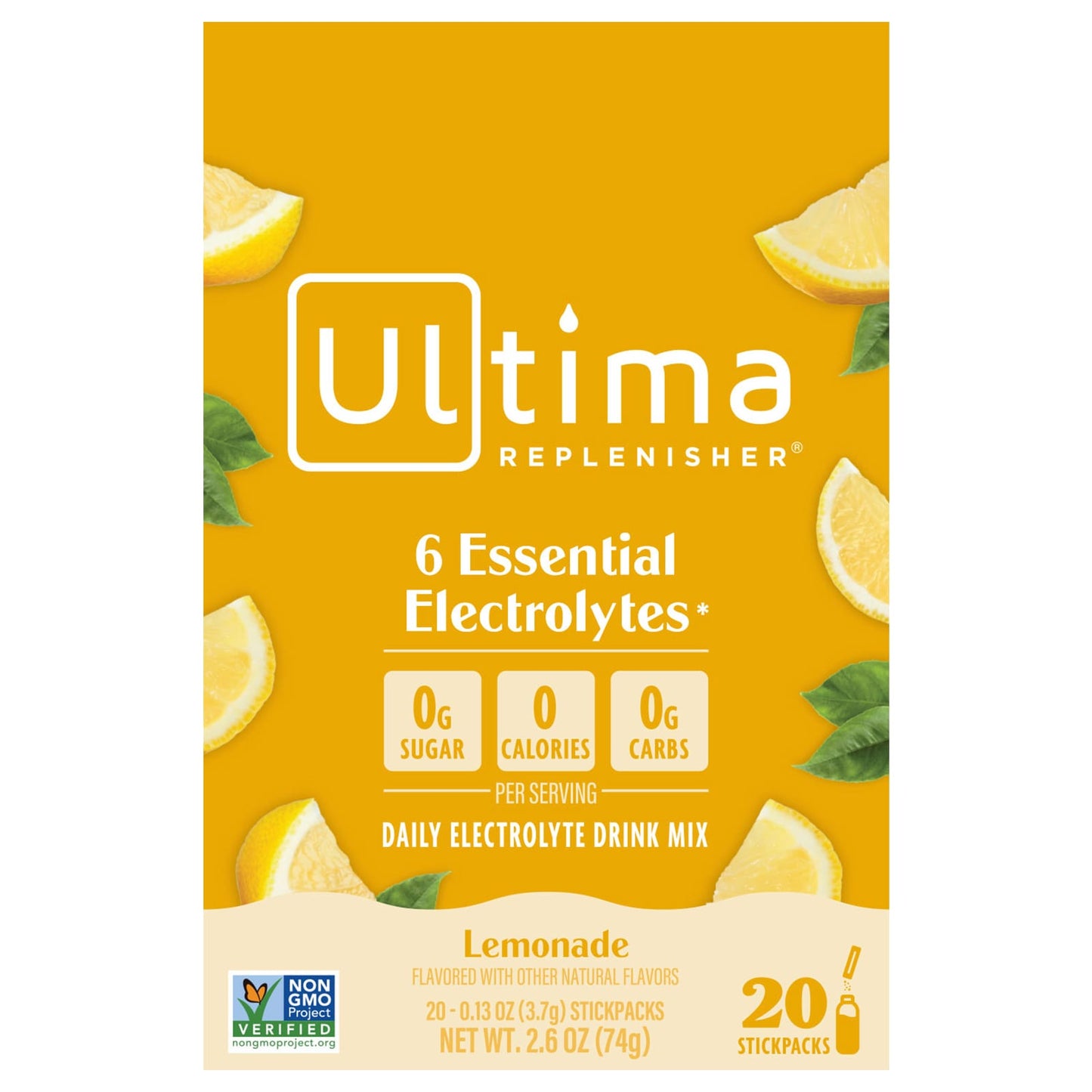 Ultima Replenisher, Daily Electrolyte Drink Mix, Lemonade, 20 StickPacks, 0.13 oz (3.7 g) Each - Image 1