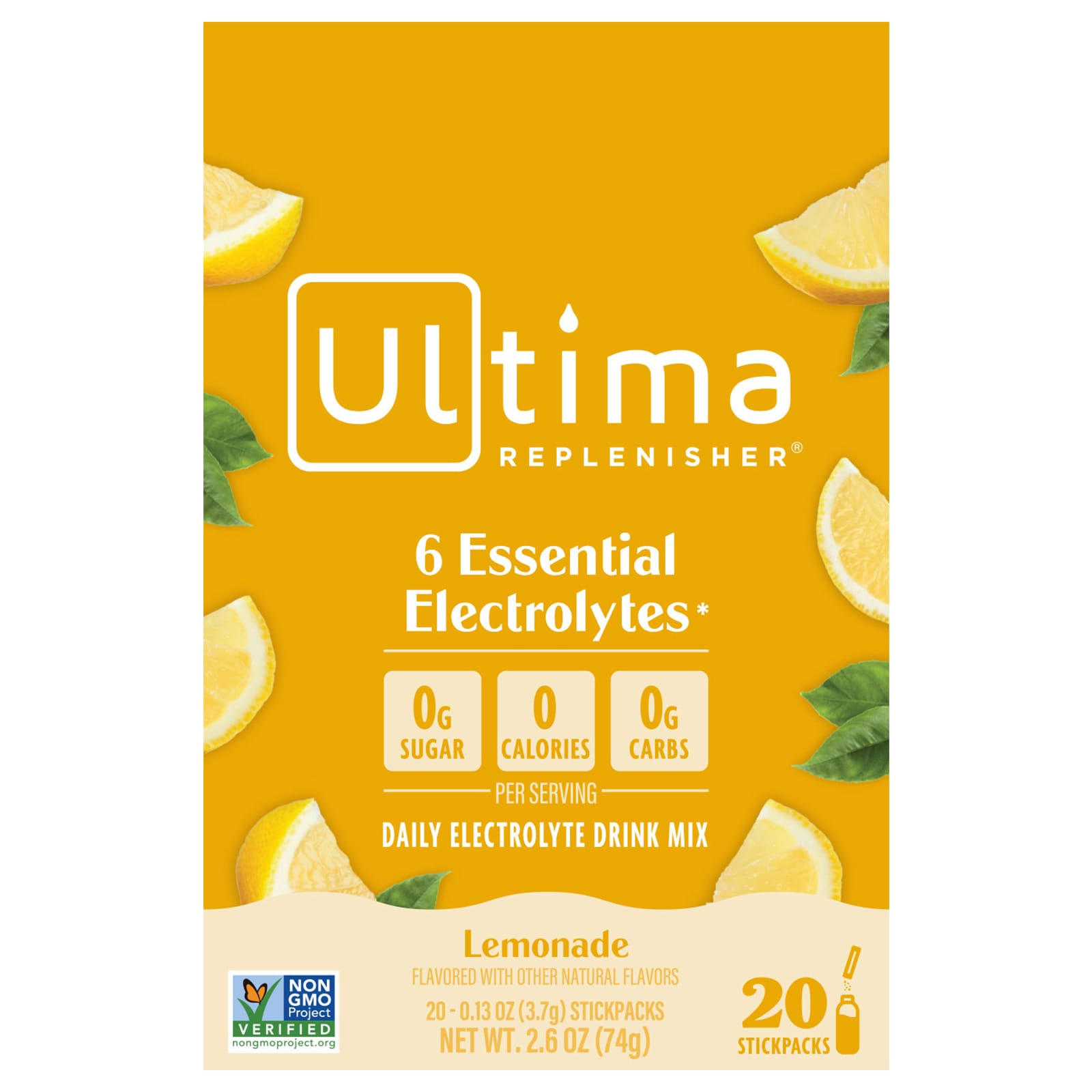 Ultima Replenisher, Daily Electrolyte Drink Mix, Lemonade, 20 StickPacks, 0.13 oz (3.7 g) Each - Image 1