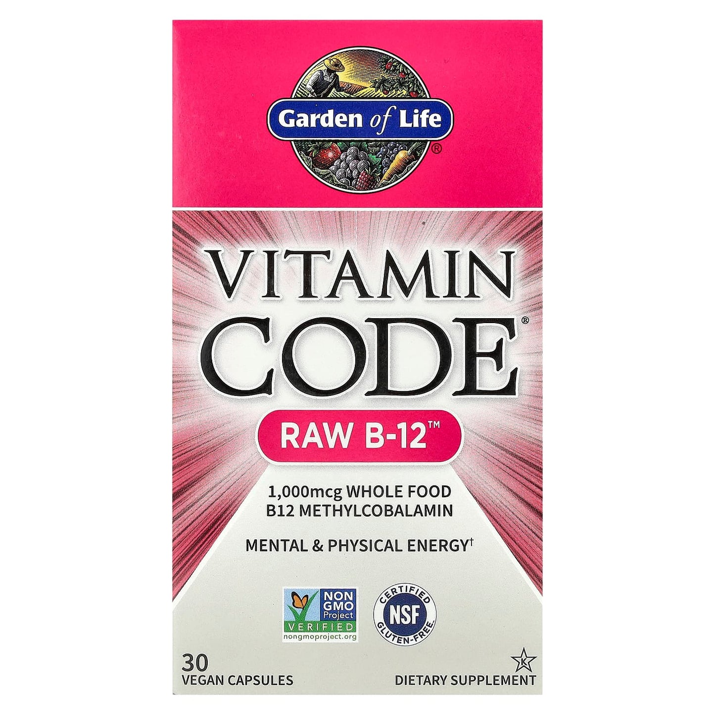 Garden of Life RAW B12 Vitamin Supplement - 30 Vegan Capsules - Image 1
