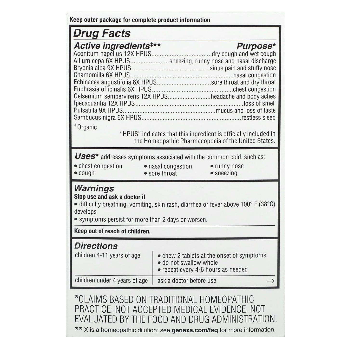 Genexa, Kids´ Cold Crush, Ages 4-11, Organic Acai Berry, 60 Chewable Tablets