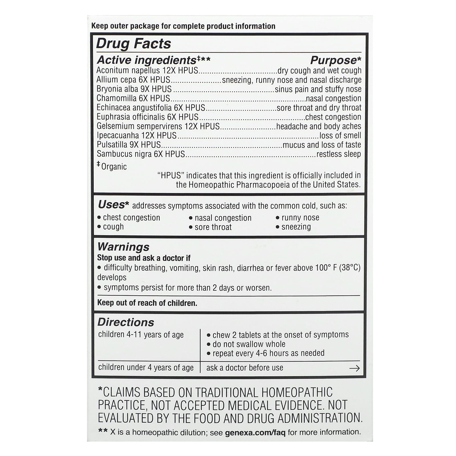 Genexa, Kids´ Cold Crush, Ages 4-11, Organic Acai Berry, 60 Chewable Tablets