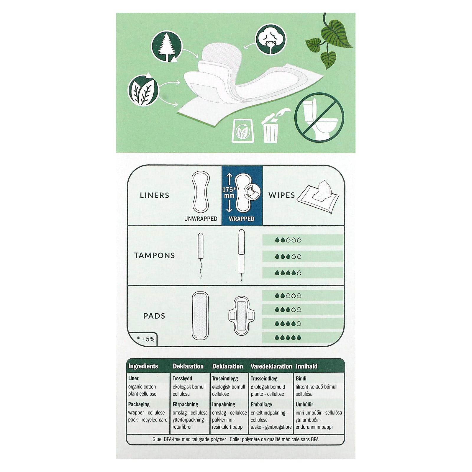 Natracare, Panty Liners, Organic Cotton Cover, Long, 16 Liners - Image 2