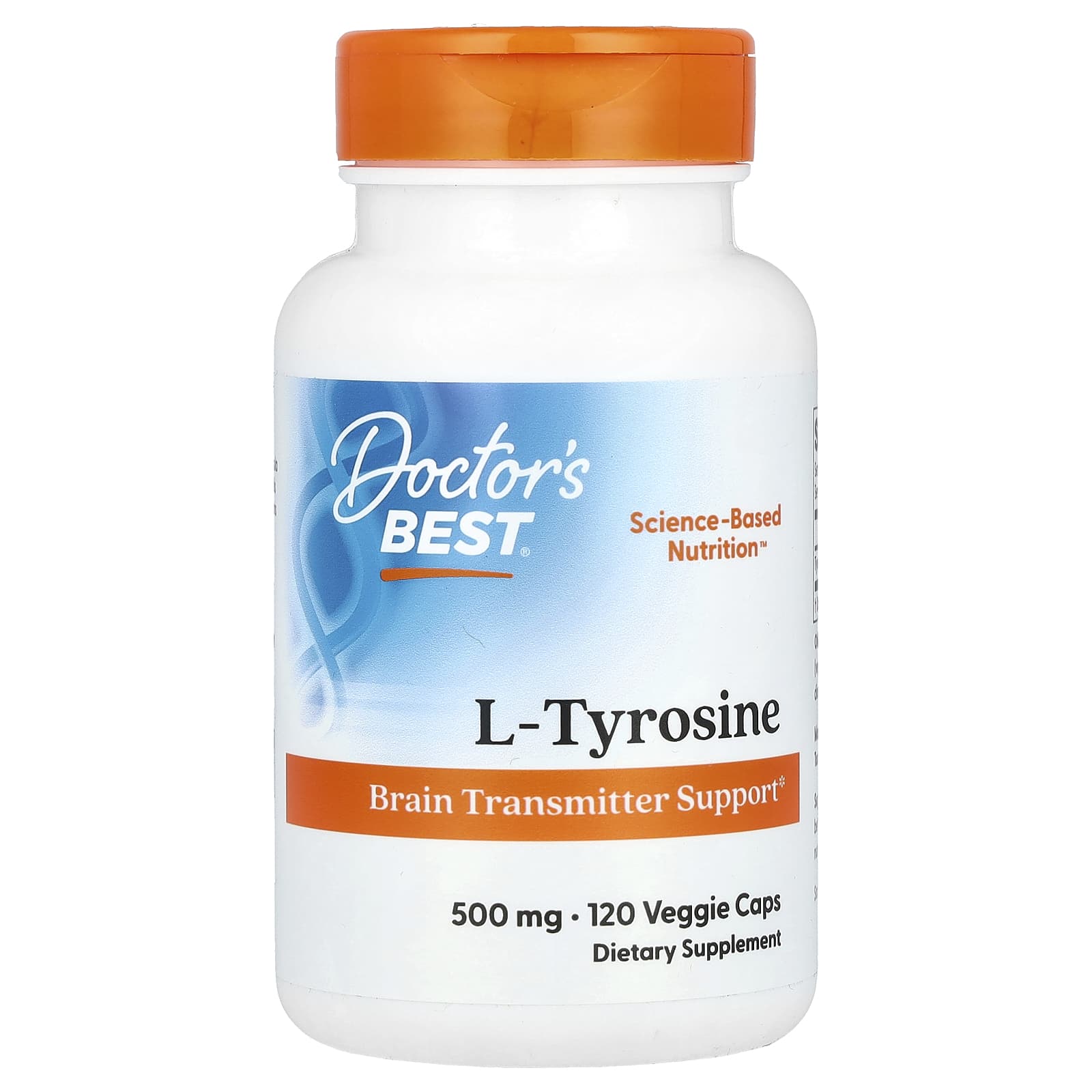 L-Tyrosine Brain Support Supplement, 500mg, 120 Veggie Caps - Image 1
