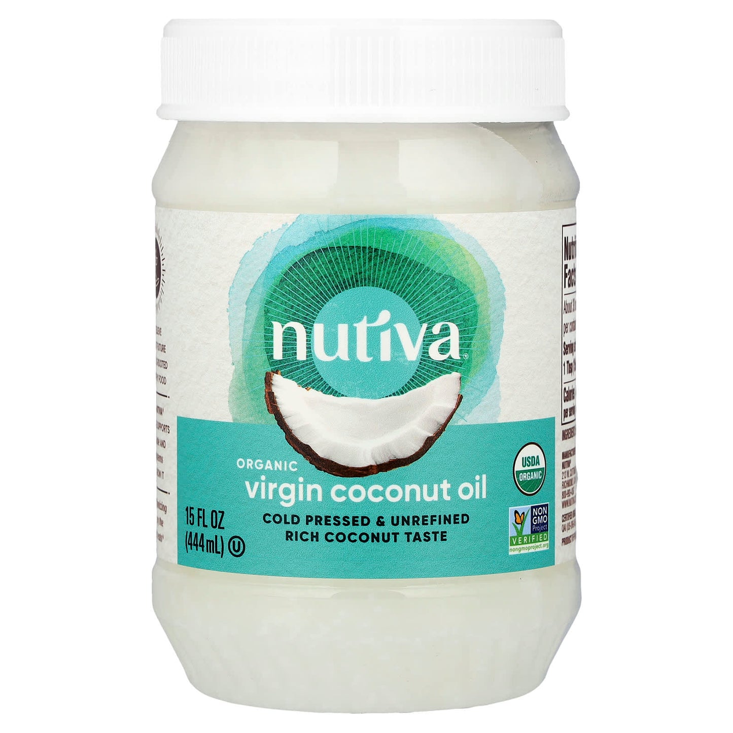 Nutiva, Organic Virgin Coconut Oil, 15 fl oz (444 ml) - Image 1