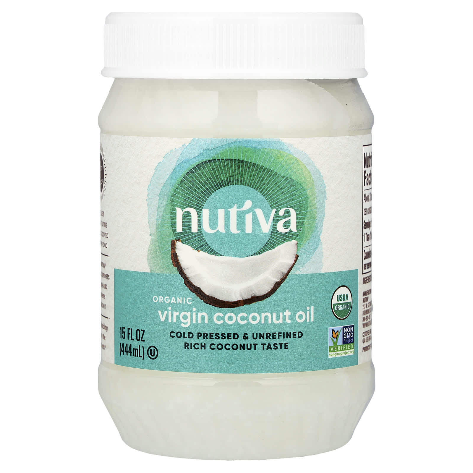 Nutiva, Organic Virgin Coconut Oil, 15 fl oz (444 ml) - Image 1