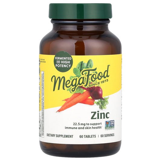MegaFood, Zinc, 22.5 mg, 60 Tablets - Image 1
