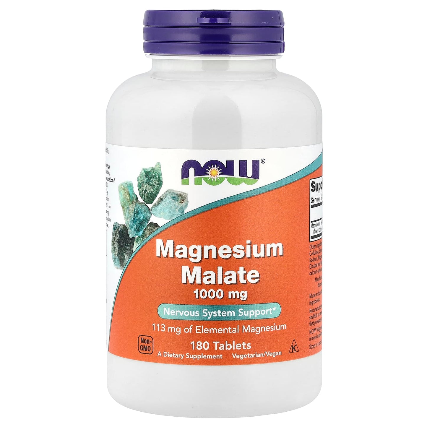 NOW Foods, Magnesium Malate, 1,000 mg, 180 Tablets - Image 1