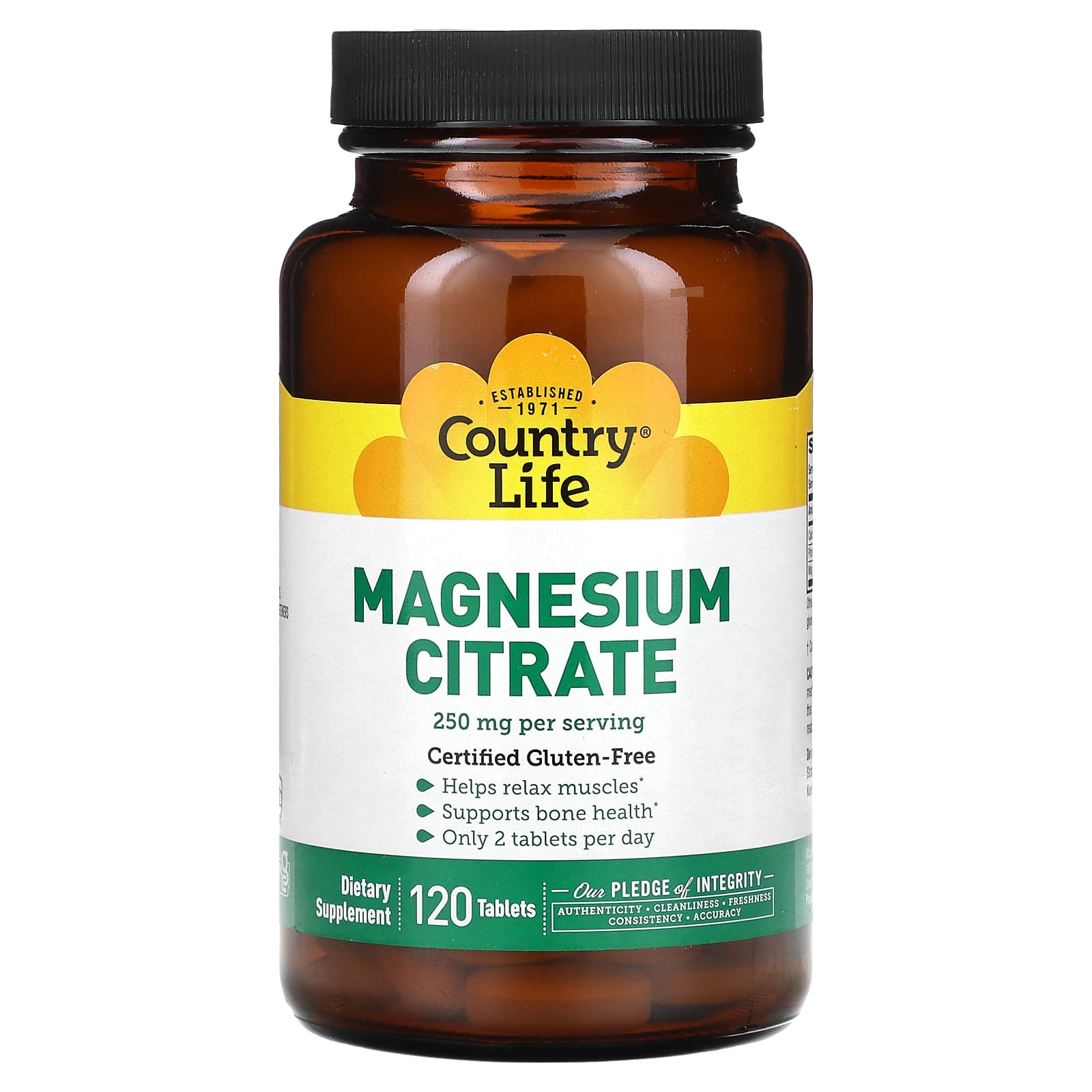 Country Life Magnesium Citrate 120 Tablets - Gluten-Free & Vegan-Friendly - Image 1