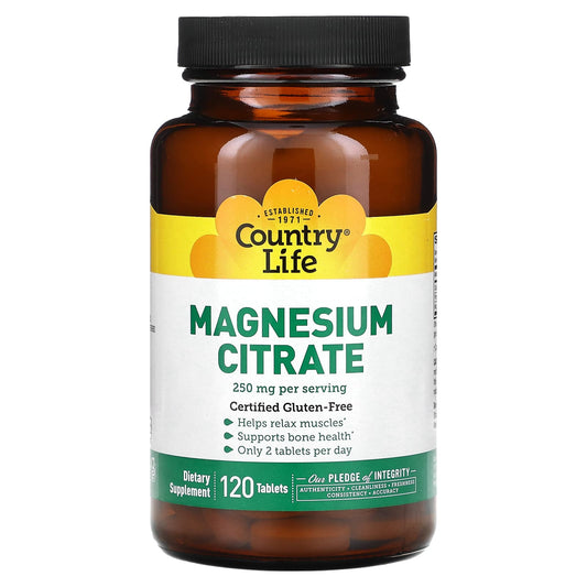 Country Life Magnesium Citrate 120 Tablets - Gluten-Free & Vegan-Friendly - Image 1