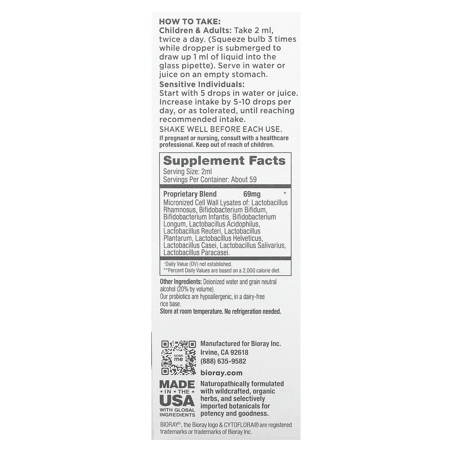 CytoFlora Probiotic Lysate Tonic for Leaky Gut & GI Health | Bioray - Image 2