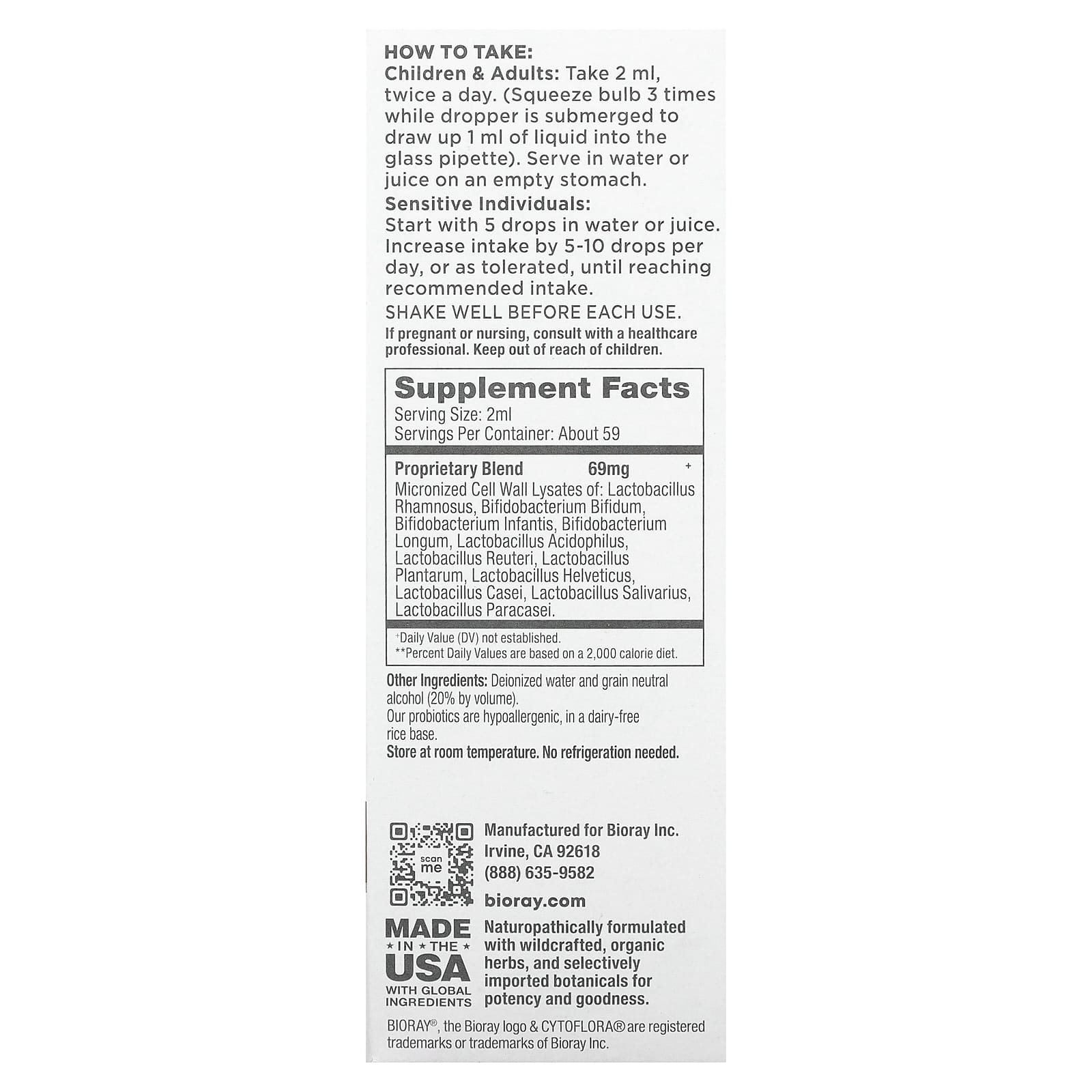 CytoFlora Probiotic Lysate Tonic for Leaky Gut & GI Health | Bioray - Image 2