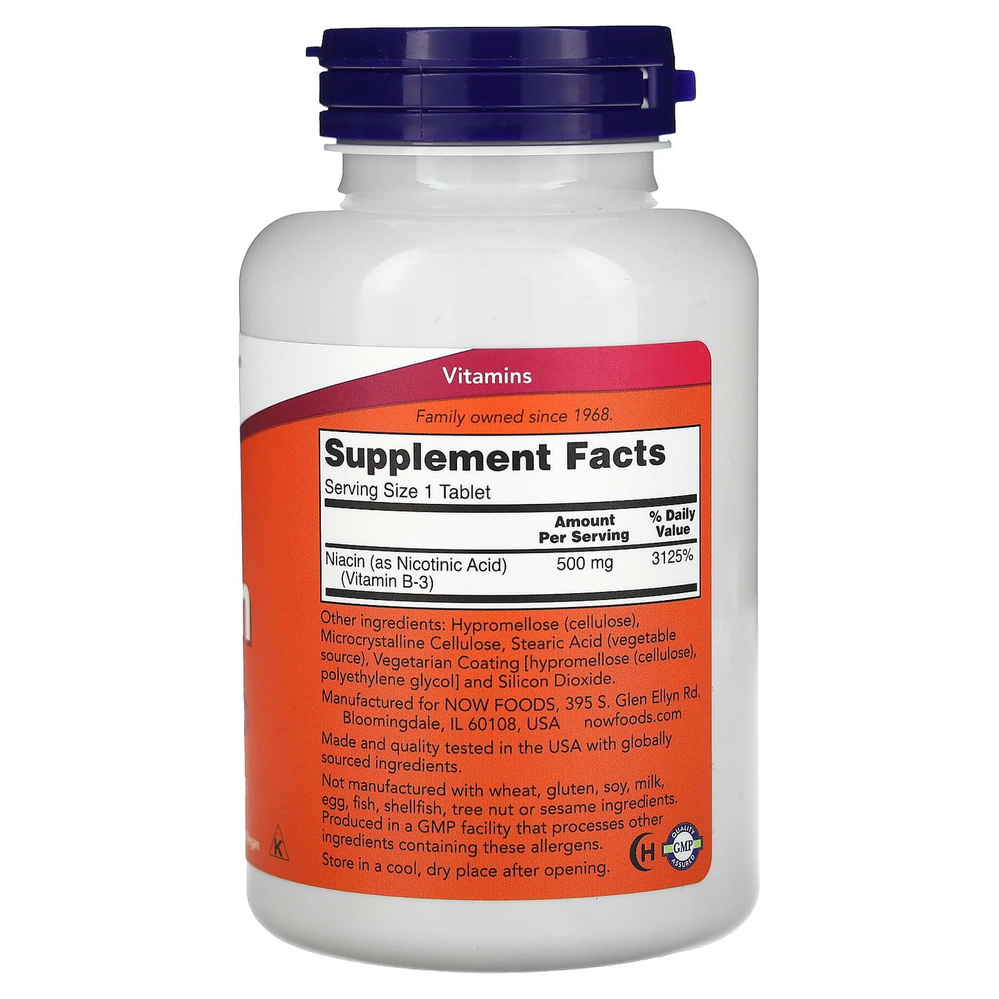 NOW Foods, Niacin, 500 mg, 250 Tablets - Image 2