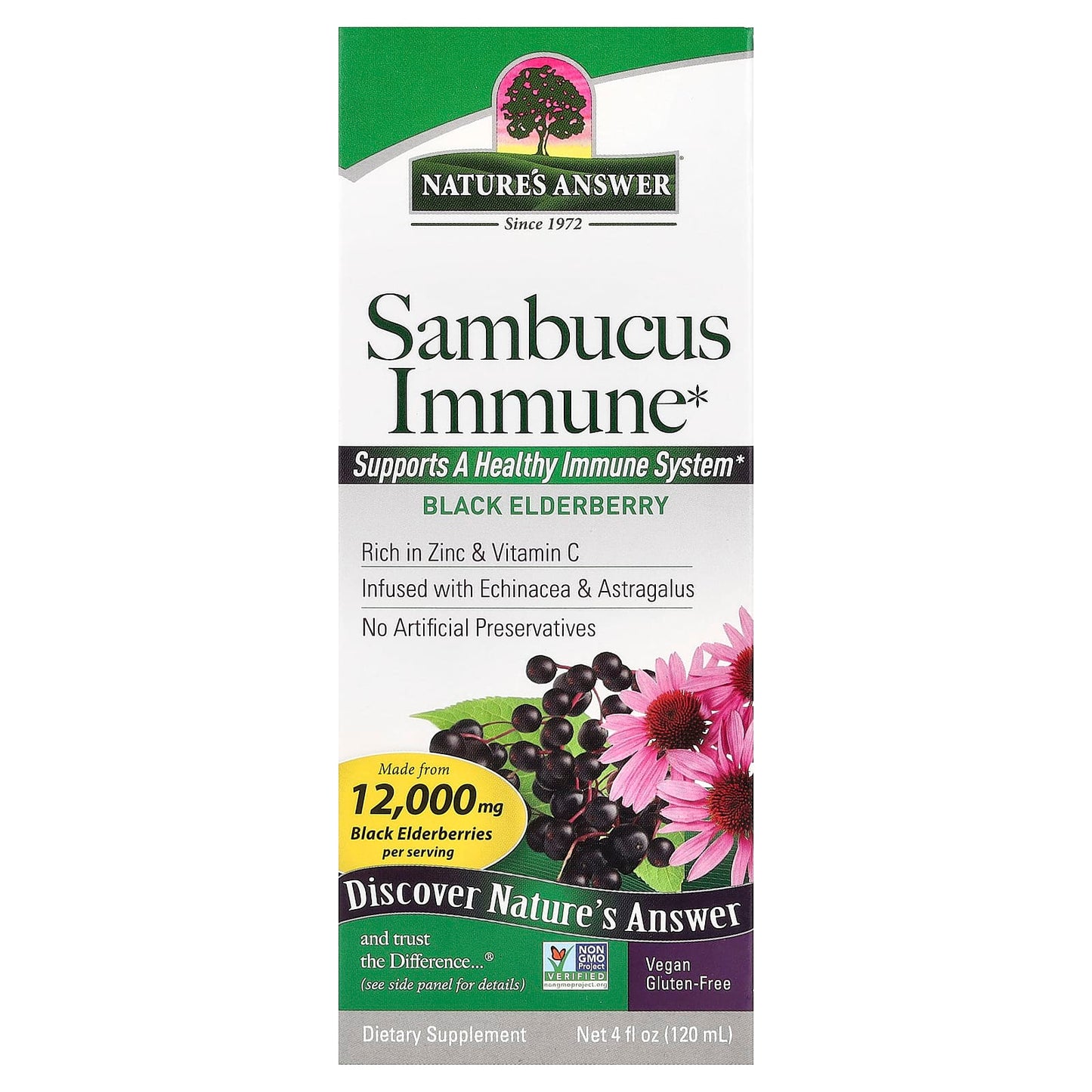 Nature's Answer, Sambucus Immune, Black Elderberry, 4 fl oz (120 ml) - Image 1