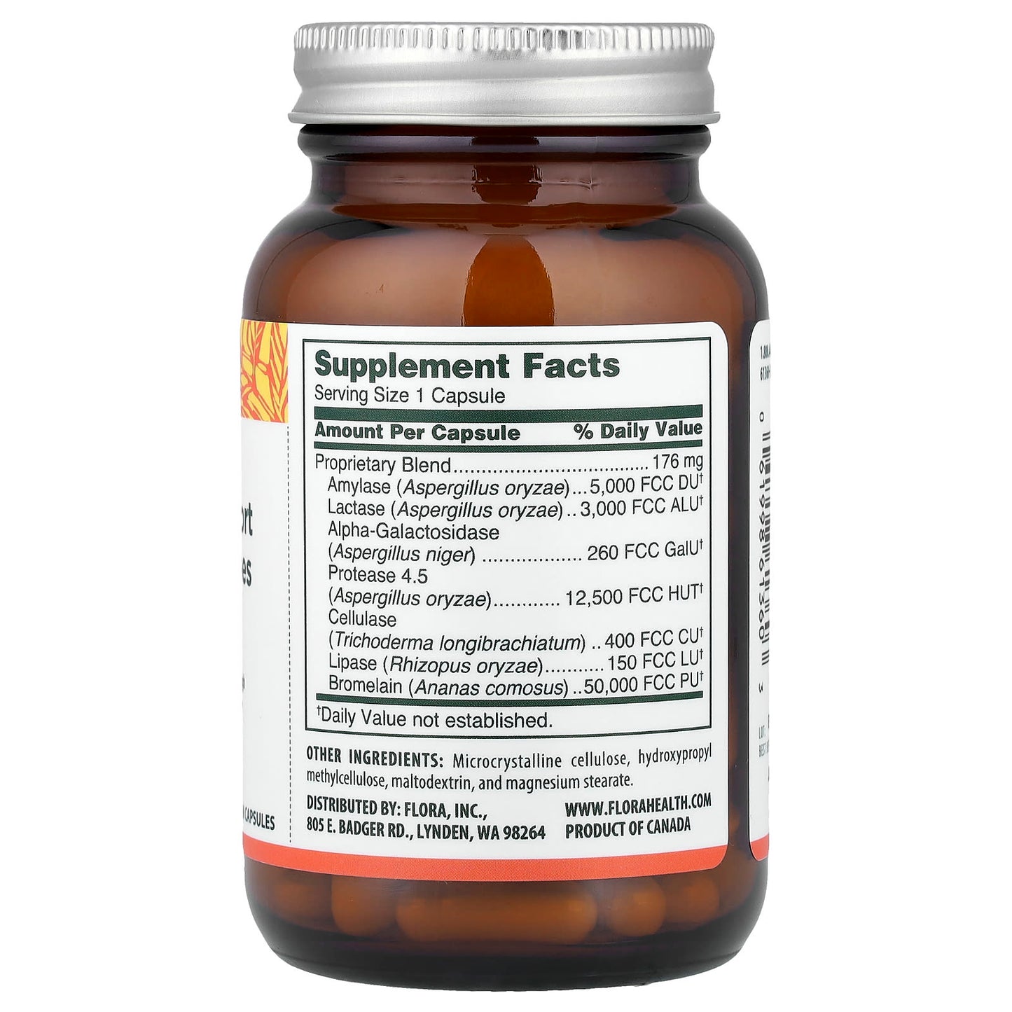 Flora Digestive Enzymes for Lactose, Gluten Free, Vegetarian Capsules - Image 2