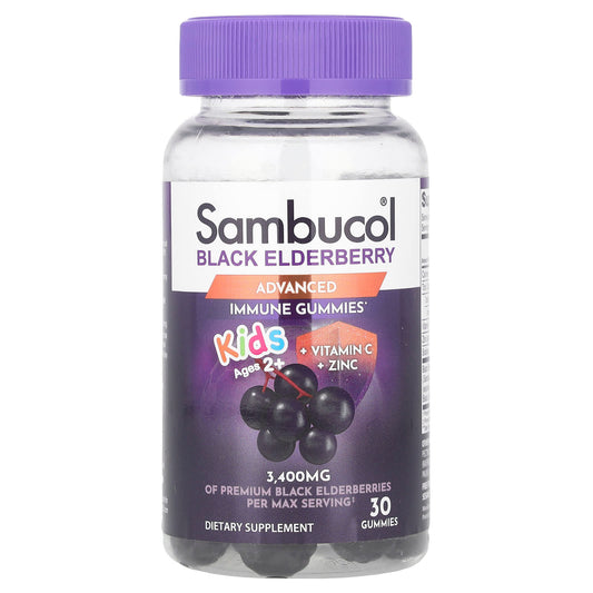 Sambucol, Kids Black Elderberry Gummies + Vitamin C  + Zinc, Ages 2+, 30 Gummies - Image 1