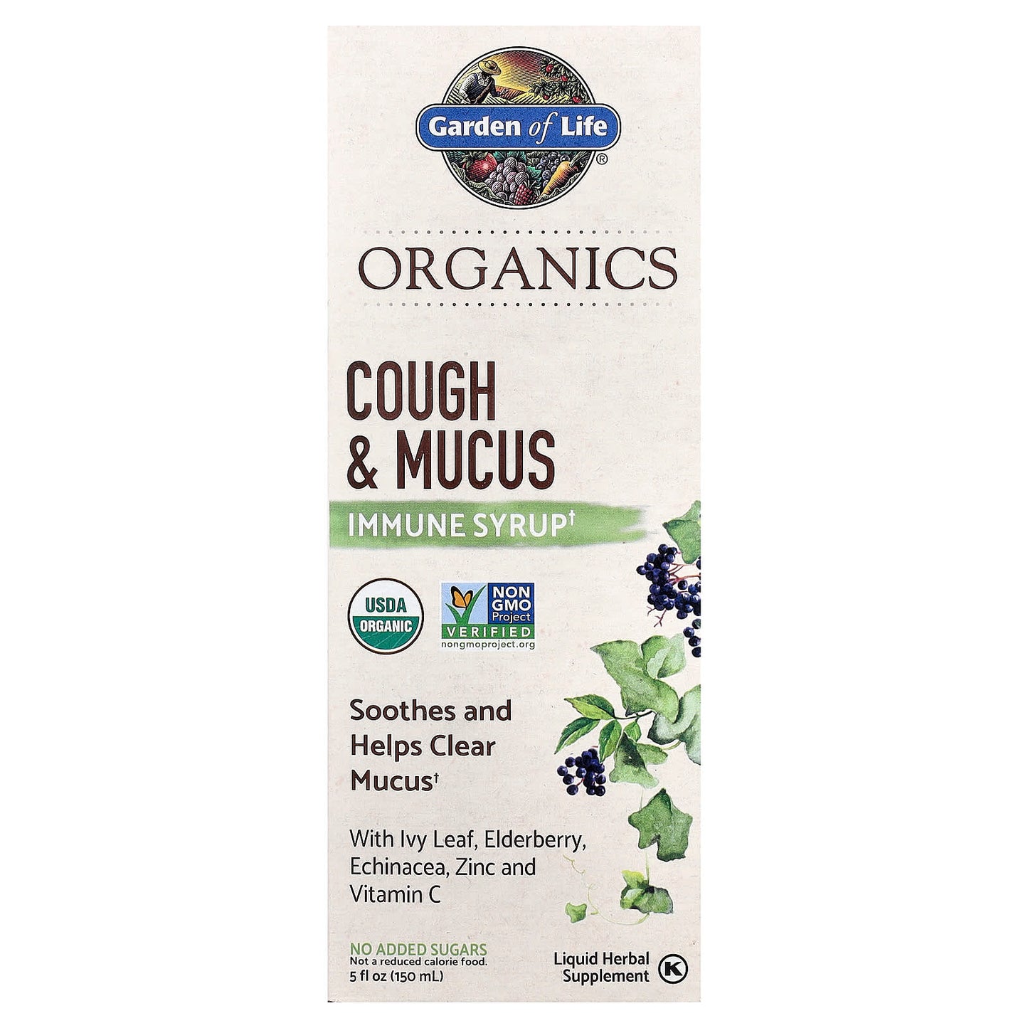 Organic Cough & Mucus Syrup by Garden of Life - USDA Certified - Image 1