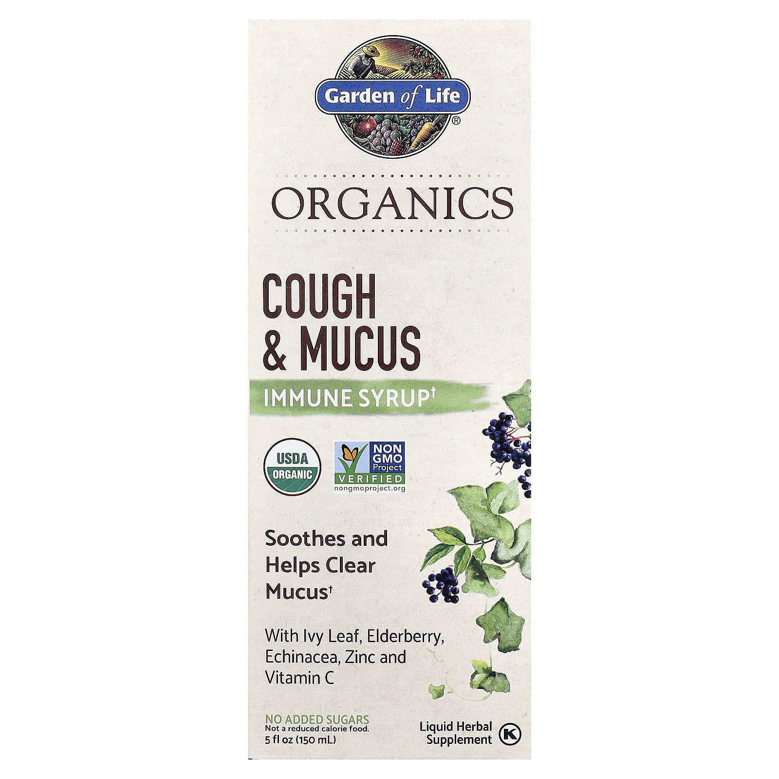 Organic Cough & Mucus Syrup by Garden of Life - USDA Certified - Image 1