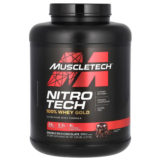 MuscleTech, Nitro-Tech® 100% Whey Gold, Double Rich Chocolate, 5 lbs (2.27 kg) - Image 1