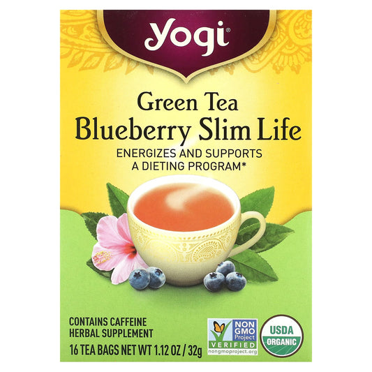 Yogi Tea, Green Tea Blueberry Slim Life, 16 Tea Bags, 1.12 oz (32 g) - Image 1