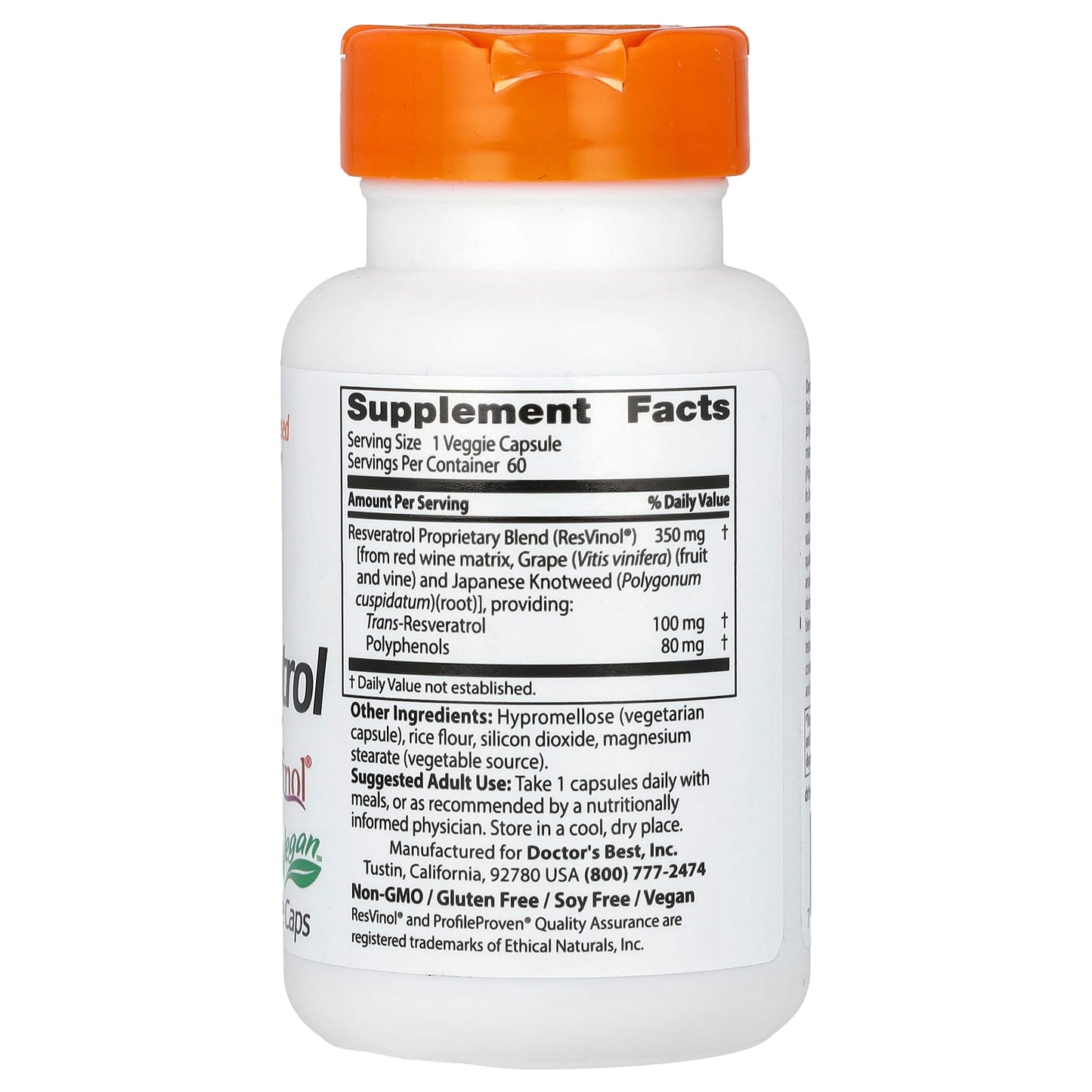 Boost Health with Doctor's Best Trans-Resveratrol 100 Capsules - Image 2