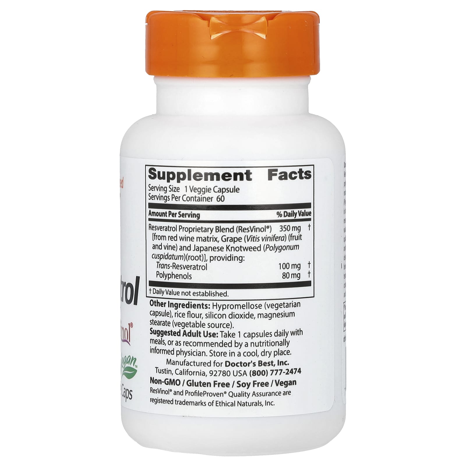 Boost Health with Doctor's Best Trans-Resveratrol 100 Capsules - Image 2