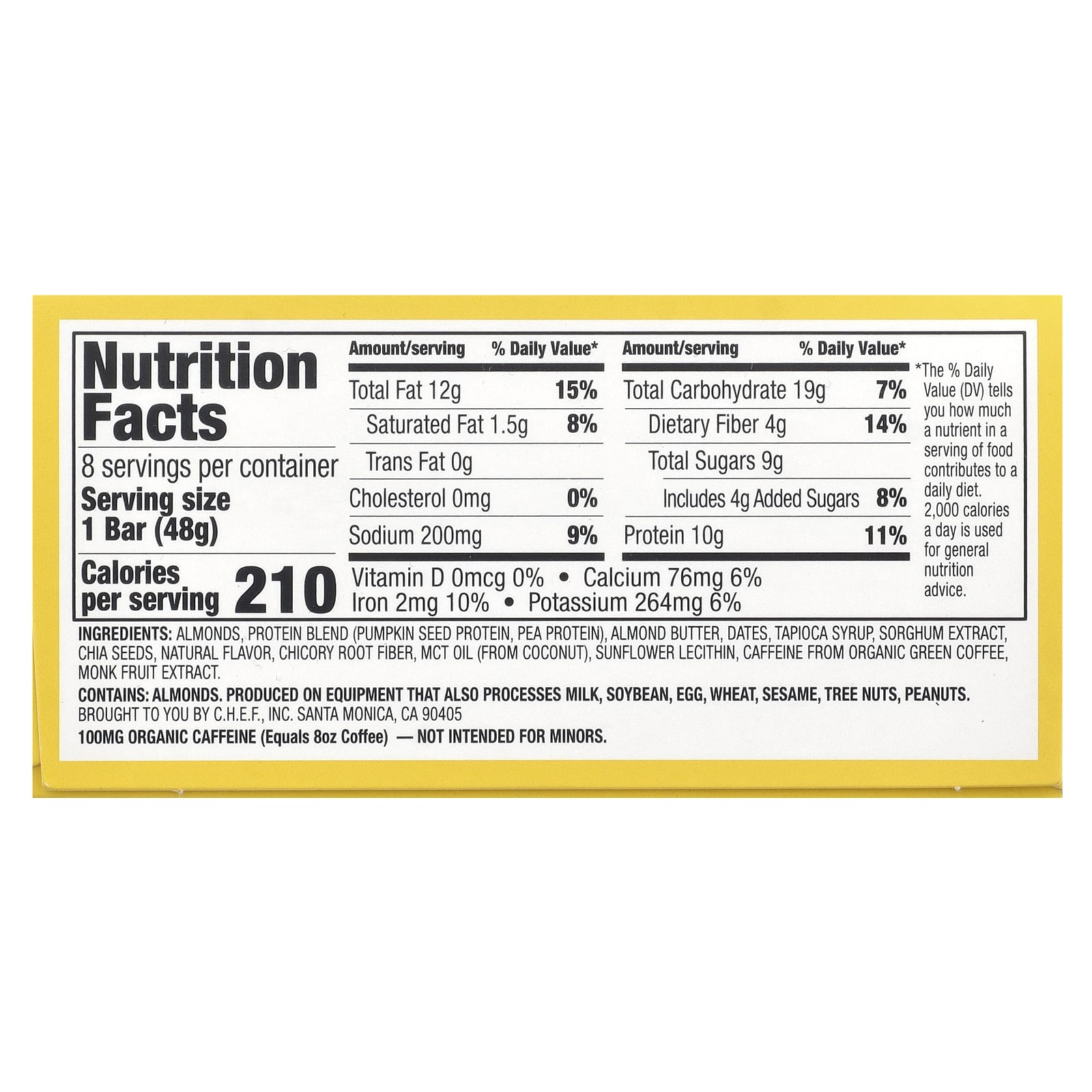 Quantum Energy Square, Caramel Almond Sea Salt, 8 Energy Bars, 1.69 oz (48 g) Each - Image 2