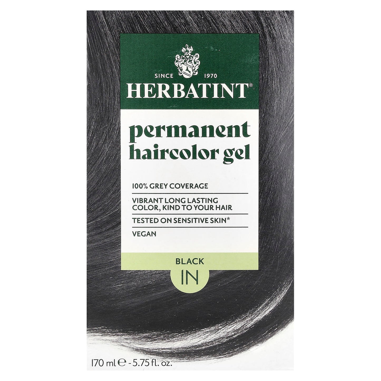Herbatint Permanent Hair Color Gel - 1N Black 5.75 fl oz (170 ml) - Image 1