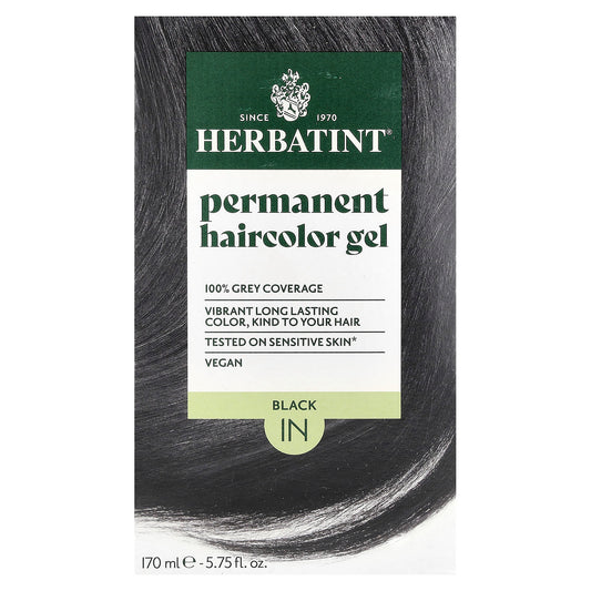 Herbatint Permanent Hair Color Gel - 1N Black 5.75 fl oz (170 ml) - Image 1