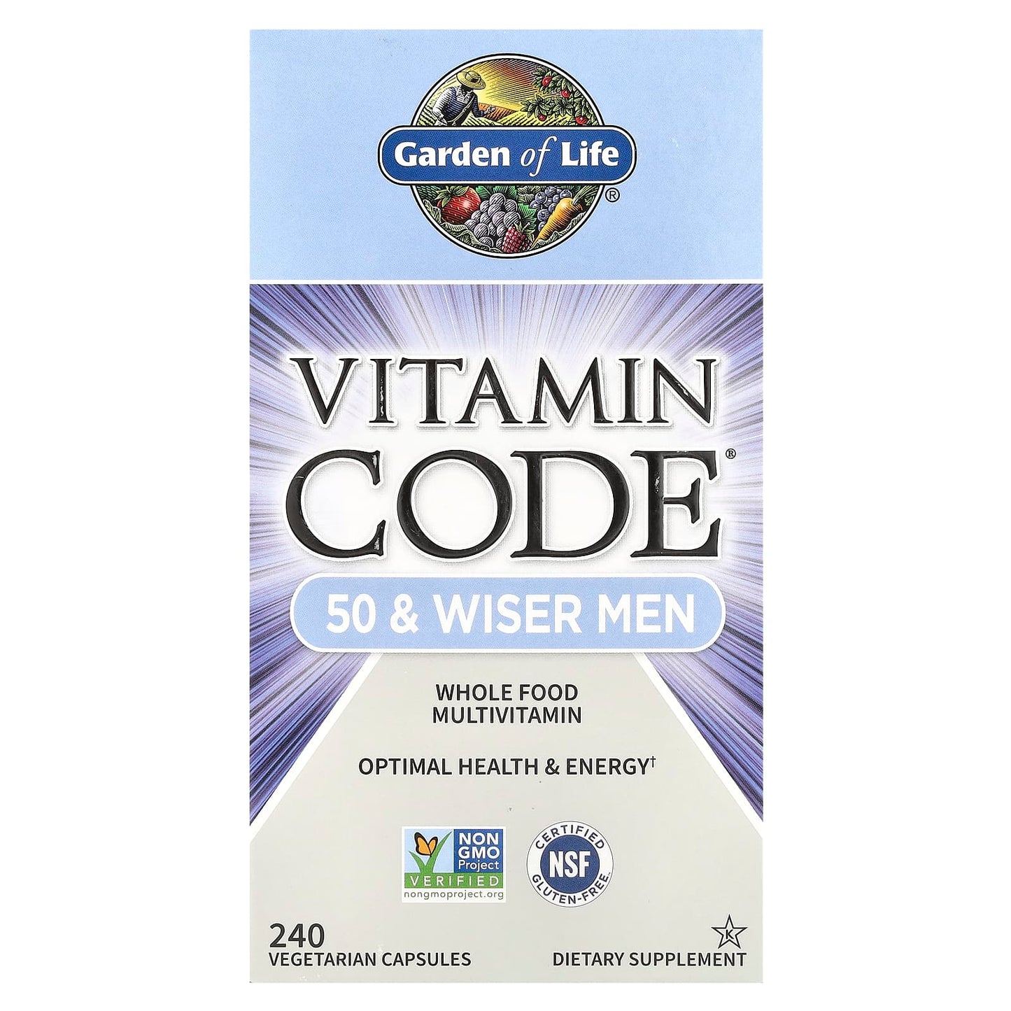 Garden of Life Vitamin Code 50 & Wiser Men Multivitamin - Optimal Health & Energy - Image 1