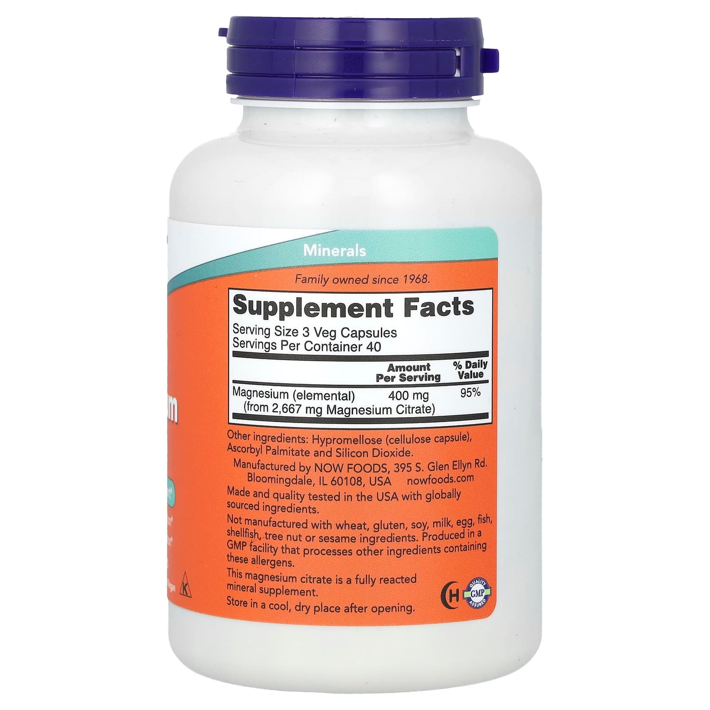 NOW Foods, Magnesium Citrate, 120 Veg Capsules (133 mg per Capsule) - Image 2