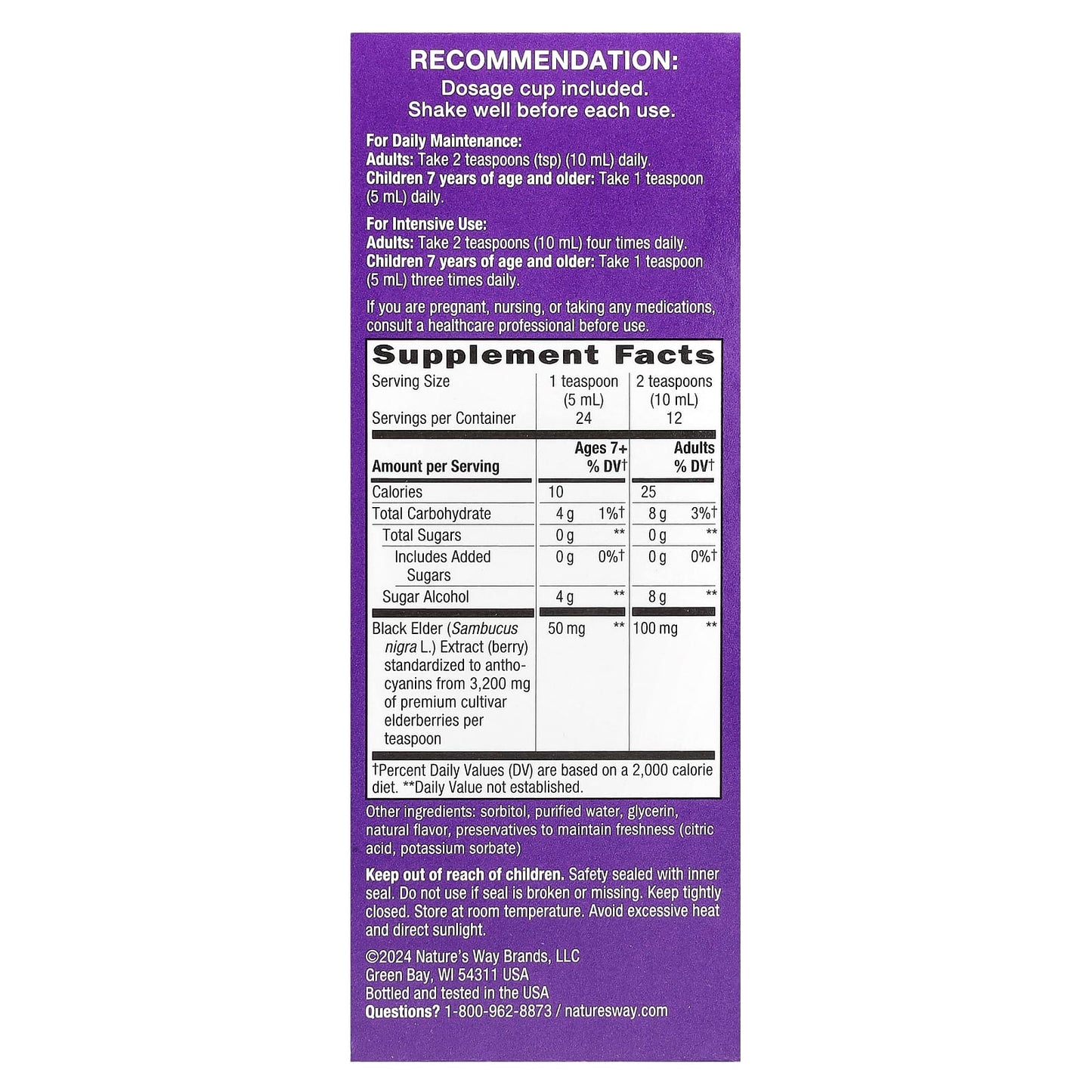 Nature's Way, Sambucus®, Traditional Immune Syrup, Zero Sugar, Elderberry, 50 mg, 4 fl oz (120 ml) - Image 2