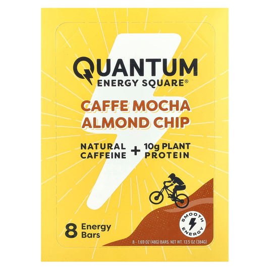 Quantum Energy Square, Caffe Mocha Almond Chip, 8 Energy Bars, 1.69 oz (48 g) Each - Image 1
