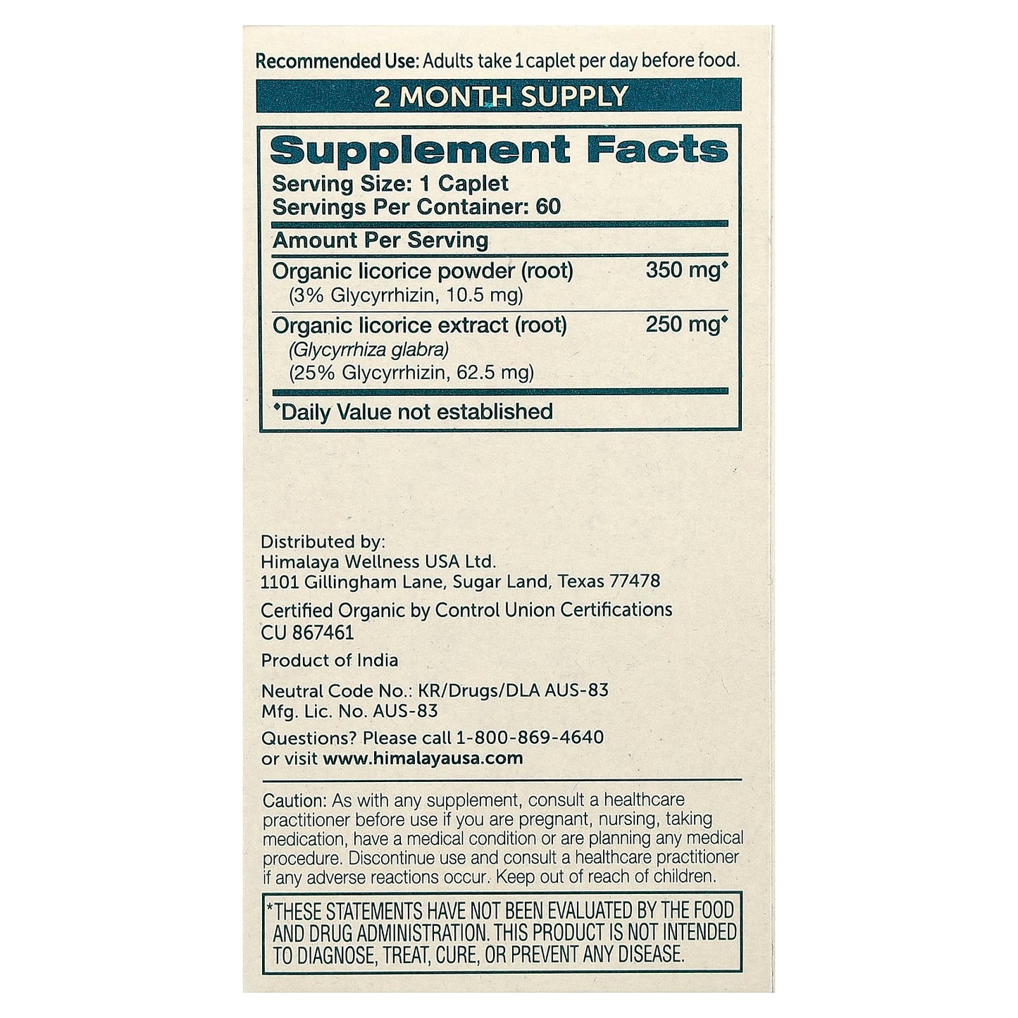 Organic Licorice Digestive Support - 60 Caplets by Himalaya - Image 2