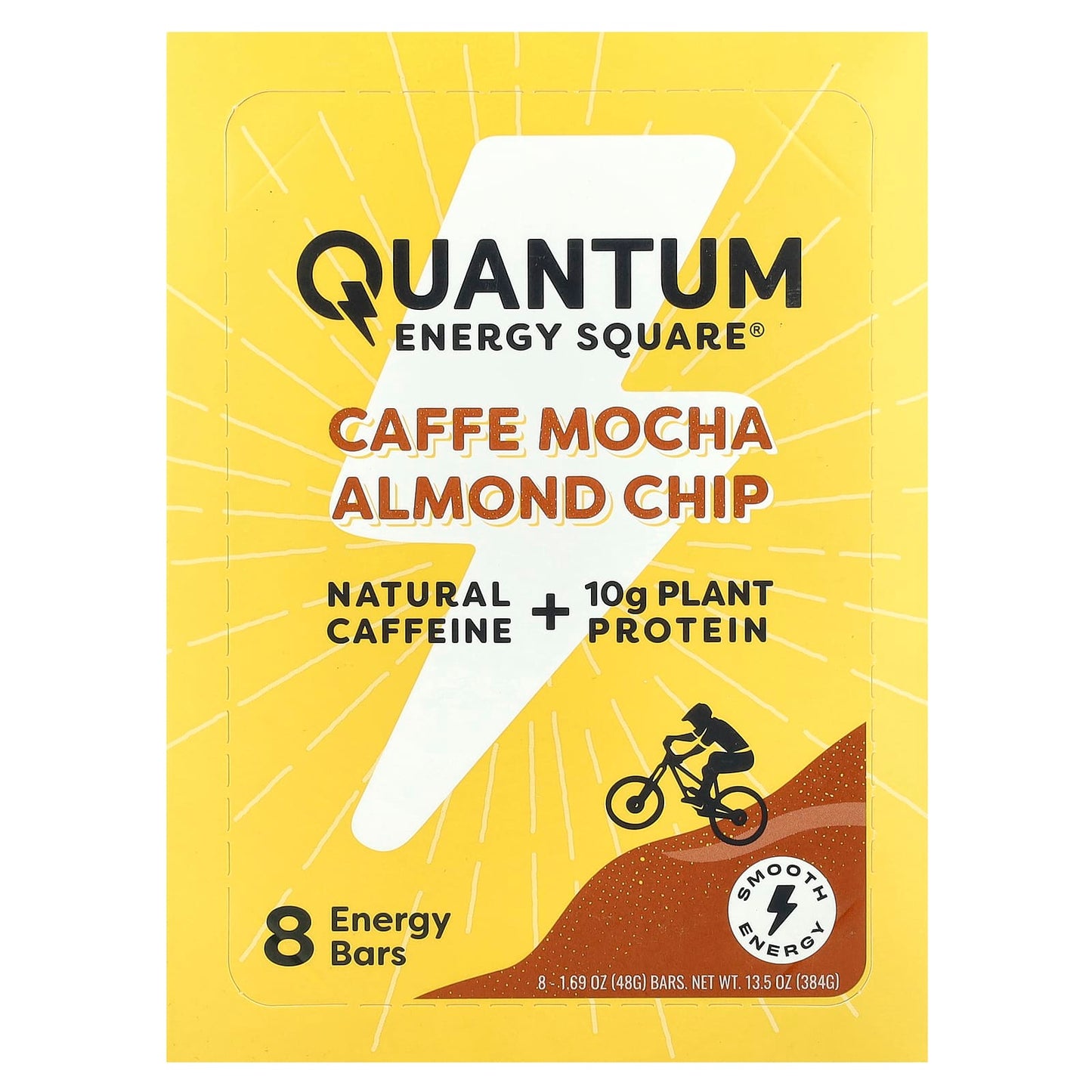 Quantum Energy Square, Caffe Mocha Almond Chip, 8 Energy Bars, 1.69 oz (48 g) Each - Image 1