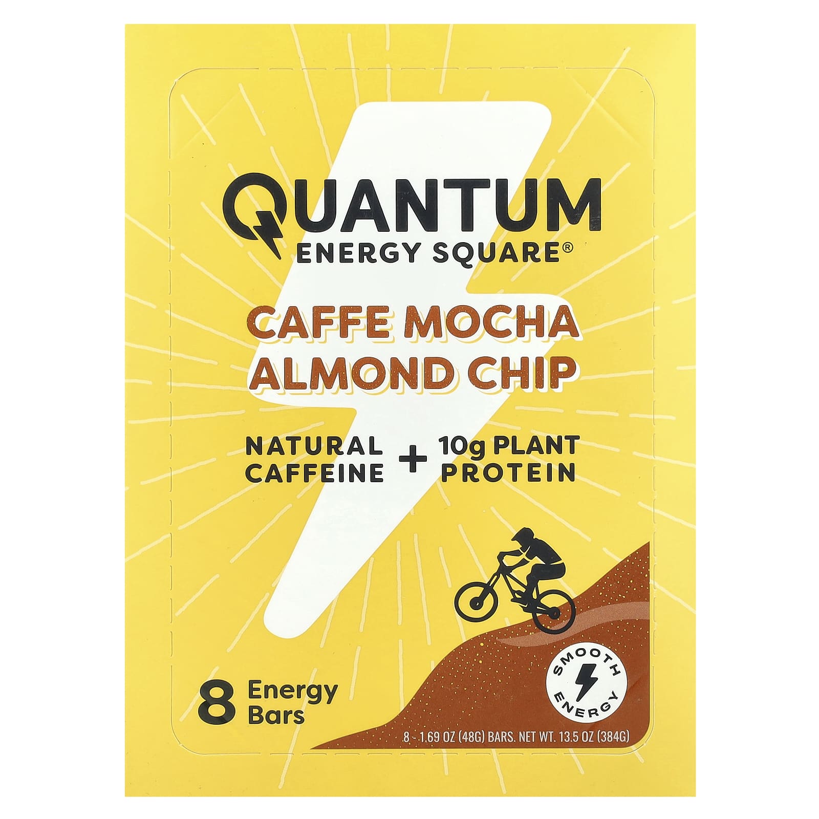 Quantum Energy Square, Caffe Mocha Almond Chip, 8 Energy Bars, 1.69 oz (48 g) Each - Image 1