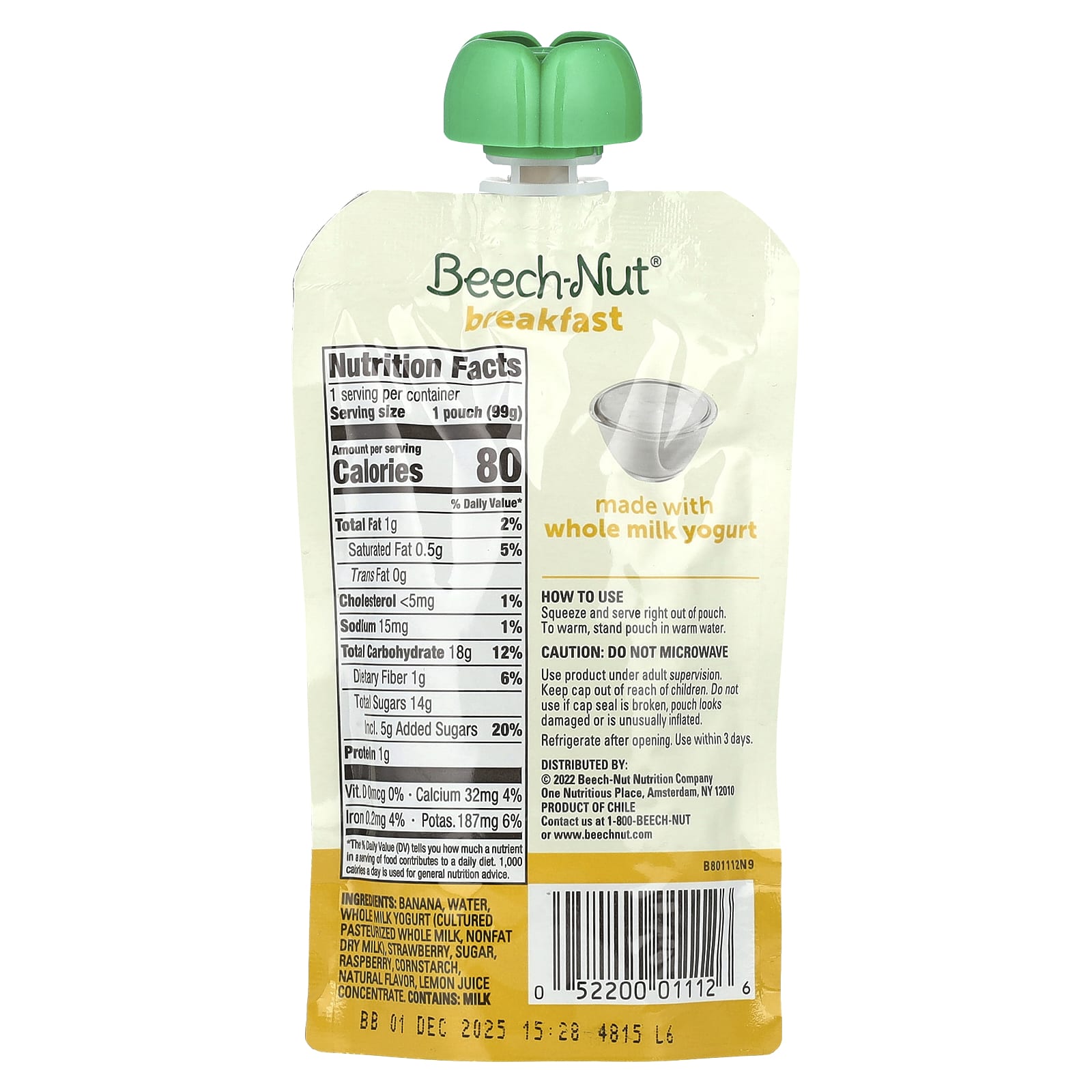 Beech-Nut Breakfast Pouches for Toddlers, 12+ Months, Yogurt & Fruit - Image 2