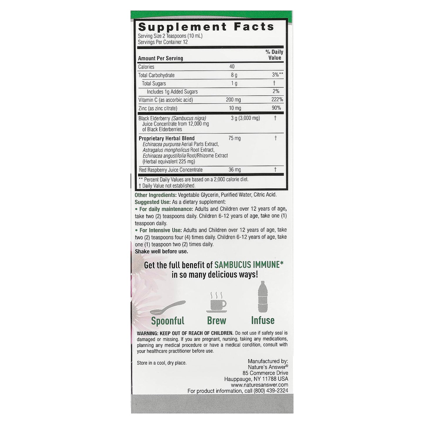 Nature's Answer, Sambucus Immune, Black Elderberry, 4 fl oz (120 ml) - Image 2