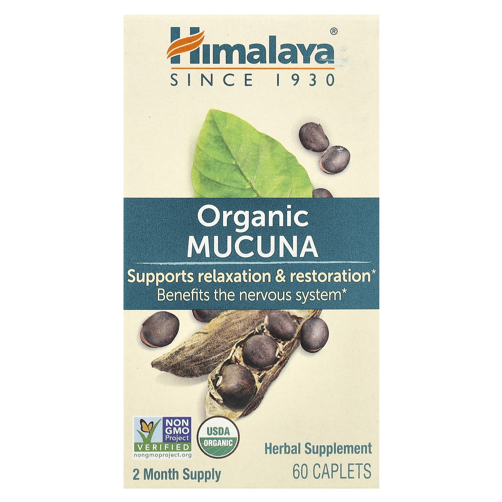 Himalaya Organic Mucuna for Relaxation & Mood Support - 60 Caplets - Image 1