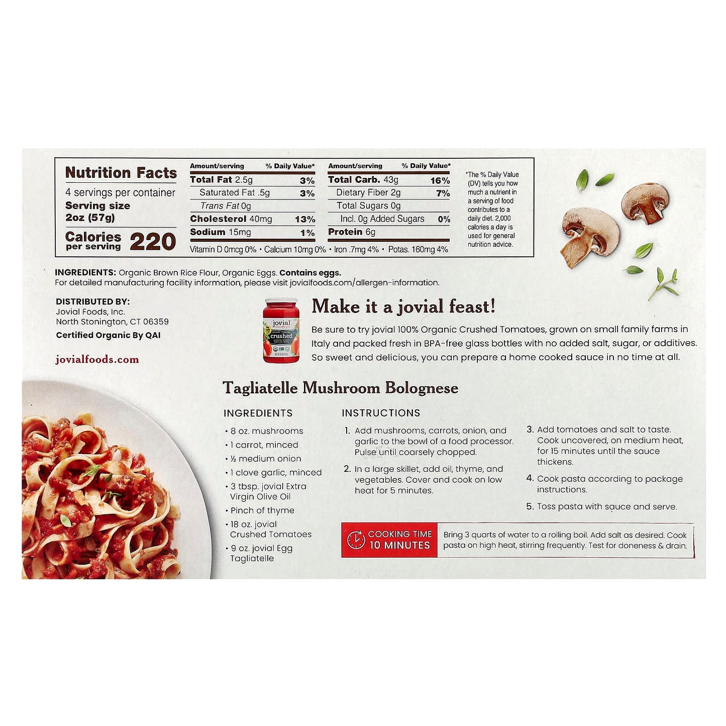 Authentic Italian Brown Rice Pasta, Organic & Gluten Free, 9 oz - Image 2