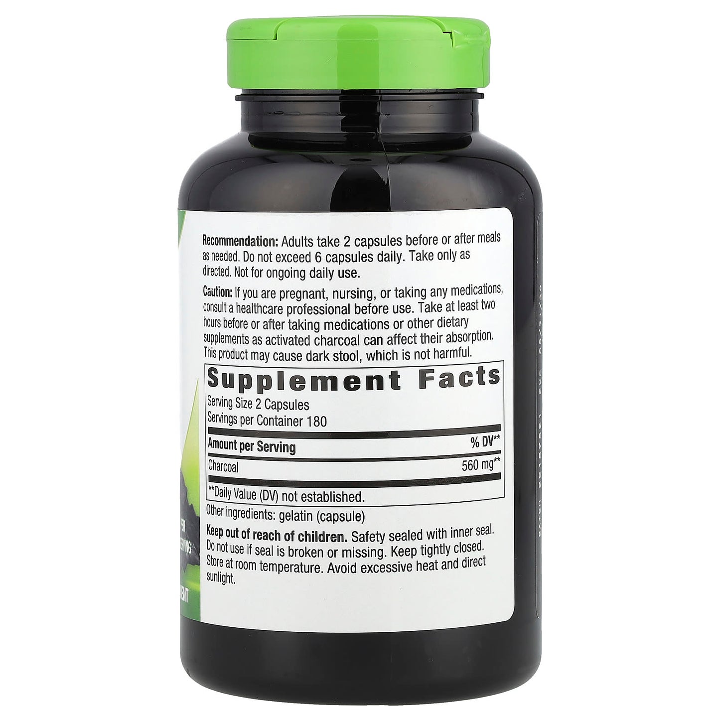 Nature's Way, Activated Charcoal, 360 Capsules (280 mg per Capsule) - Image 2