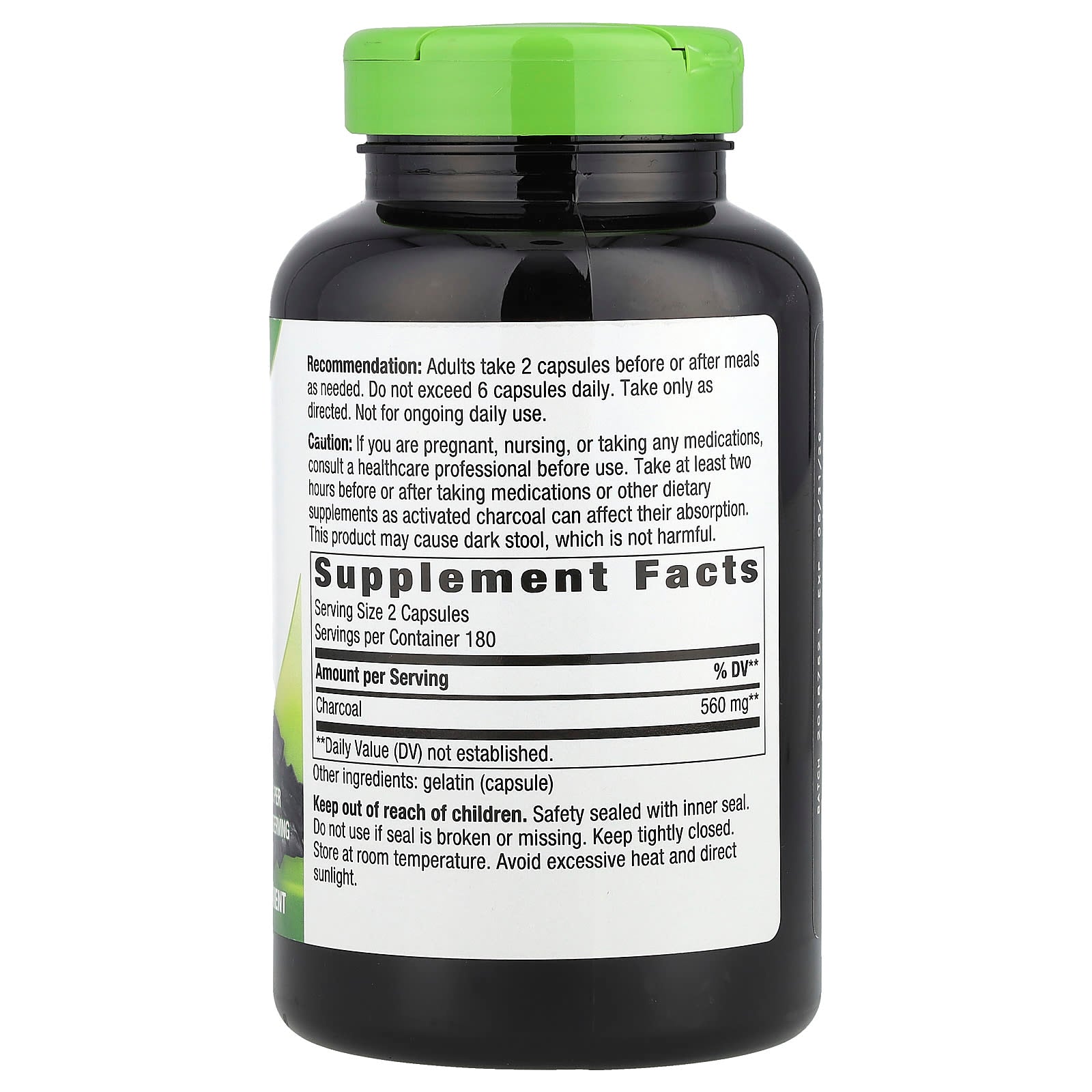 Nature's Way, Activated Charcoal, 360 Capsules (280 mg per Capsule) - Image 2