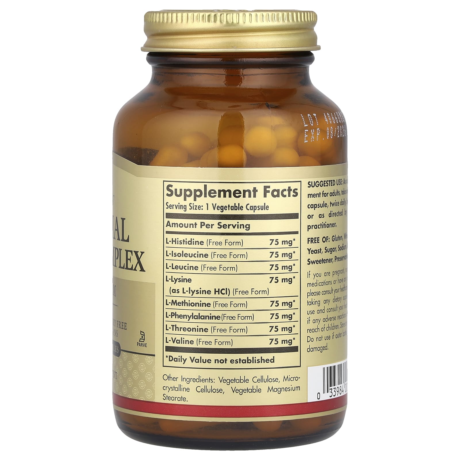 Solgar, Essential  Amino Complex, 90 Vegetable Capsules - Image 2