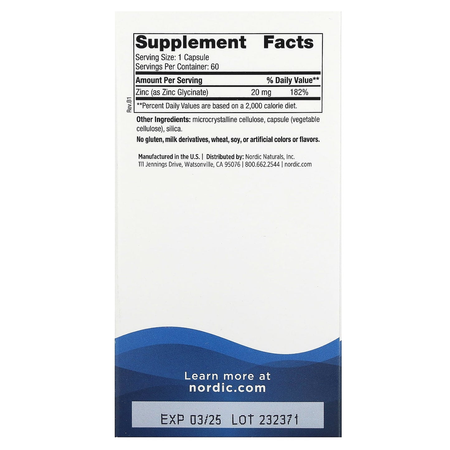Nordic Naturals, Zinc Glycinate, 20 mg, 60 Capsules - Image 2