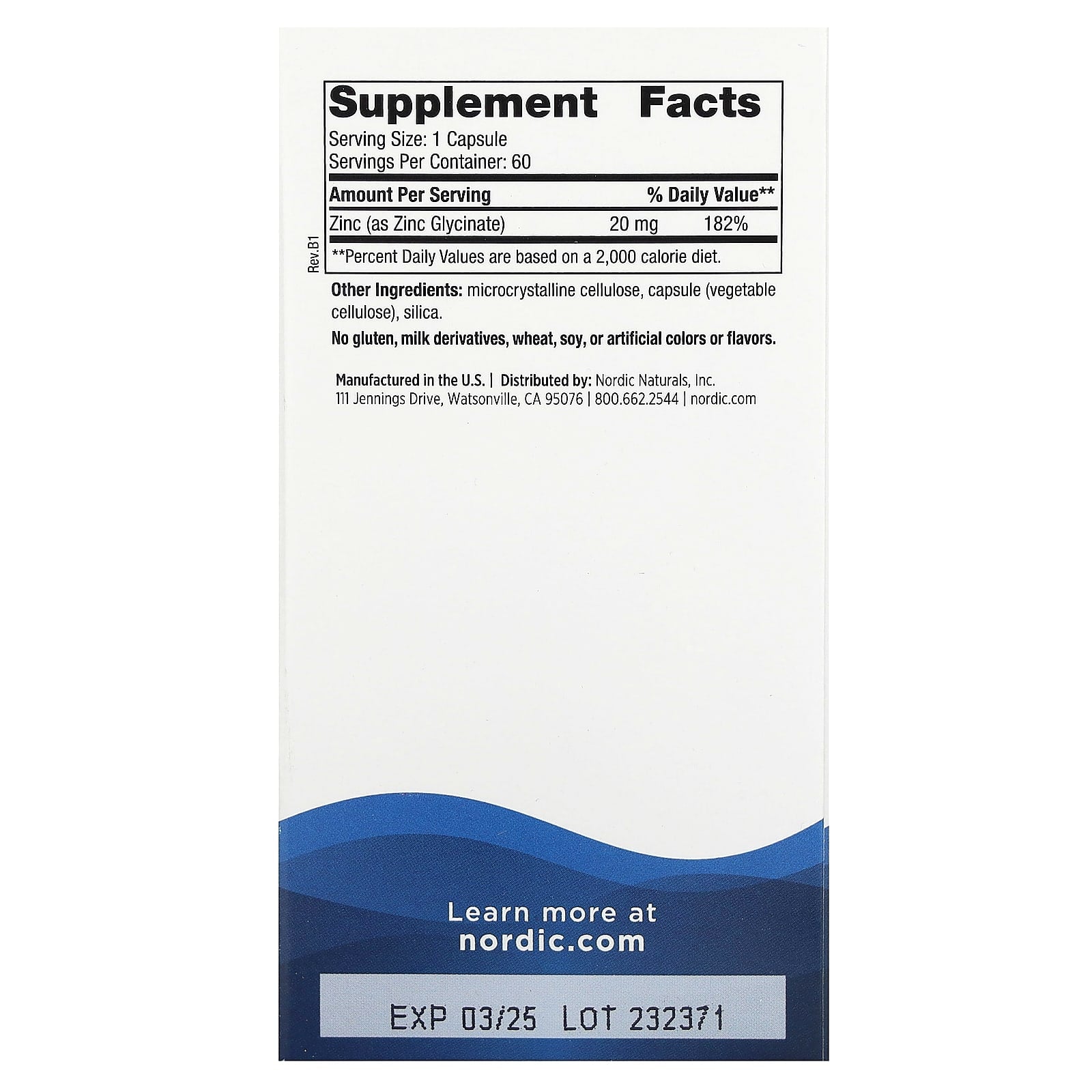 Nordic Naturals, Zinc Glycinate, 20 mg, 60 Capsules - Image 2