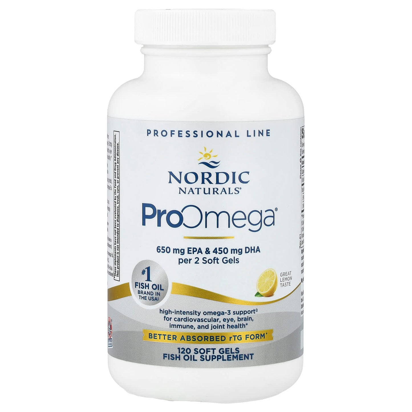 Nordic Naturals, ProOmega®, Lemon, 120 Soft Gels (640 mg per Soft Gel) - Image 1