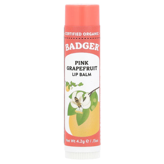 Badger Pink Grapefruit Lip Balm 0.15 oz - Cruelty-Free & USDA Organic - Image 1