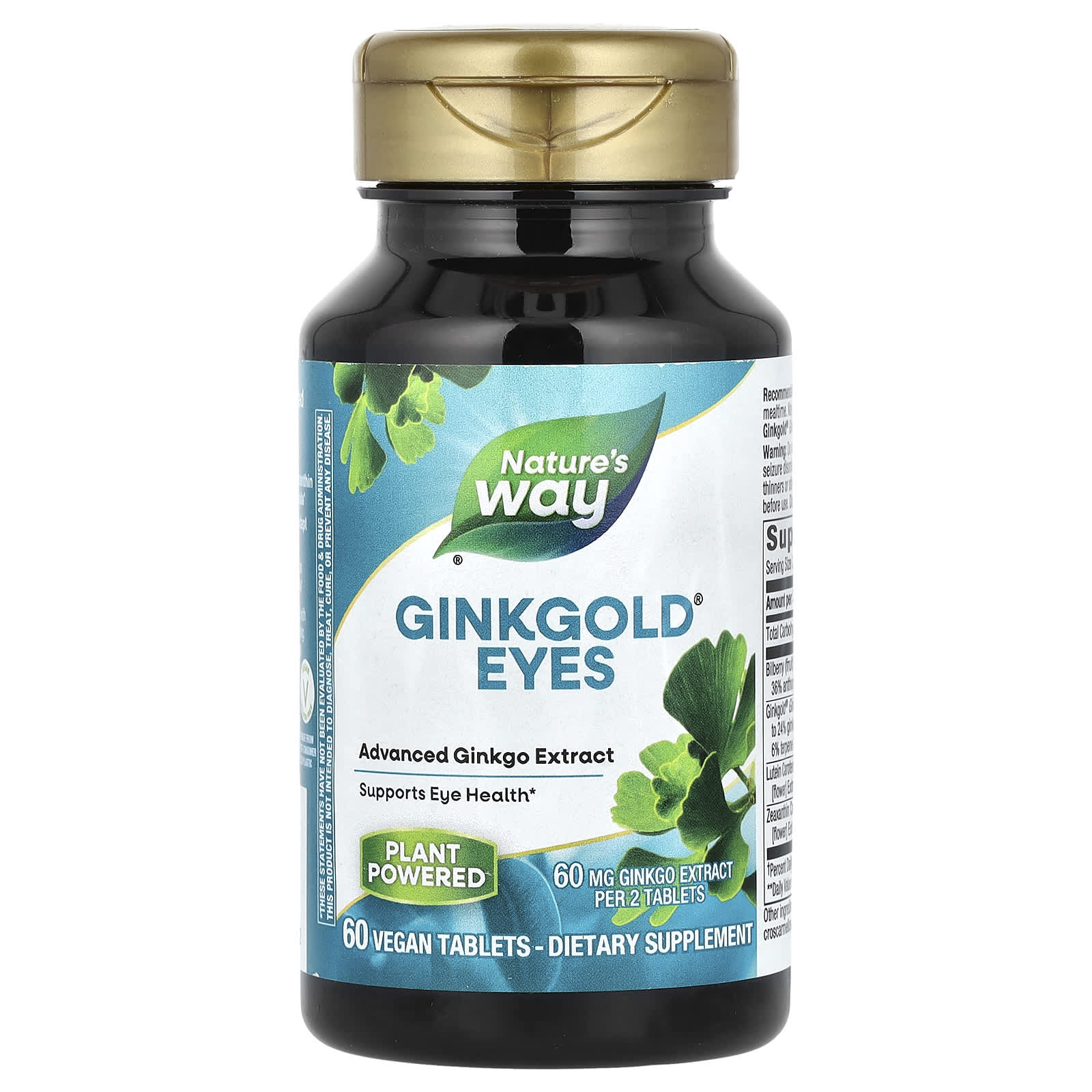 Nature's Way, Ginkgold Eyes, 60 mg, 60 Vegan Tablets (30 mg per Tablet) - Image 1
